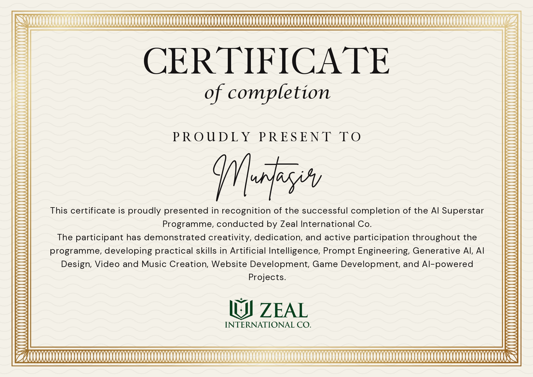 AI Superstar Course Completion